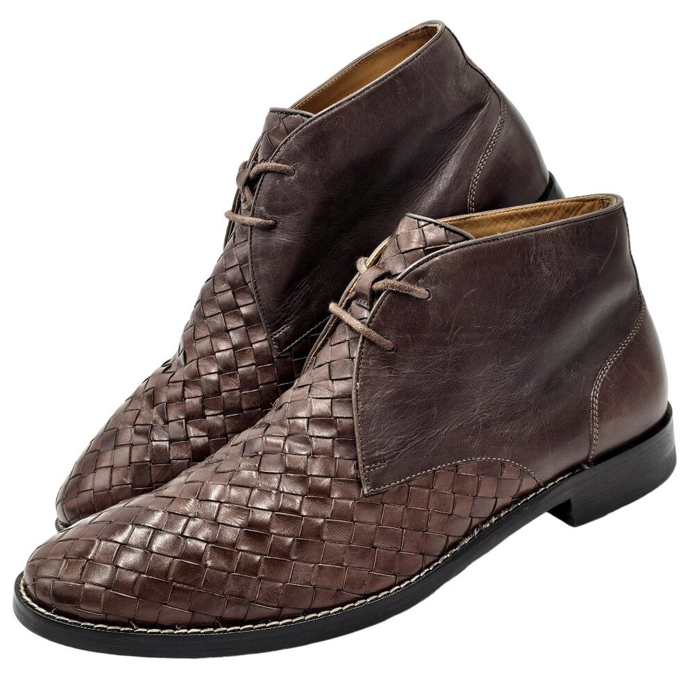 Cole Haan Cambridge Brown Woven Leather Chukka Boots Mens 8.5M Dress Shoes Ankle - Picture 8 of 16